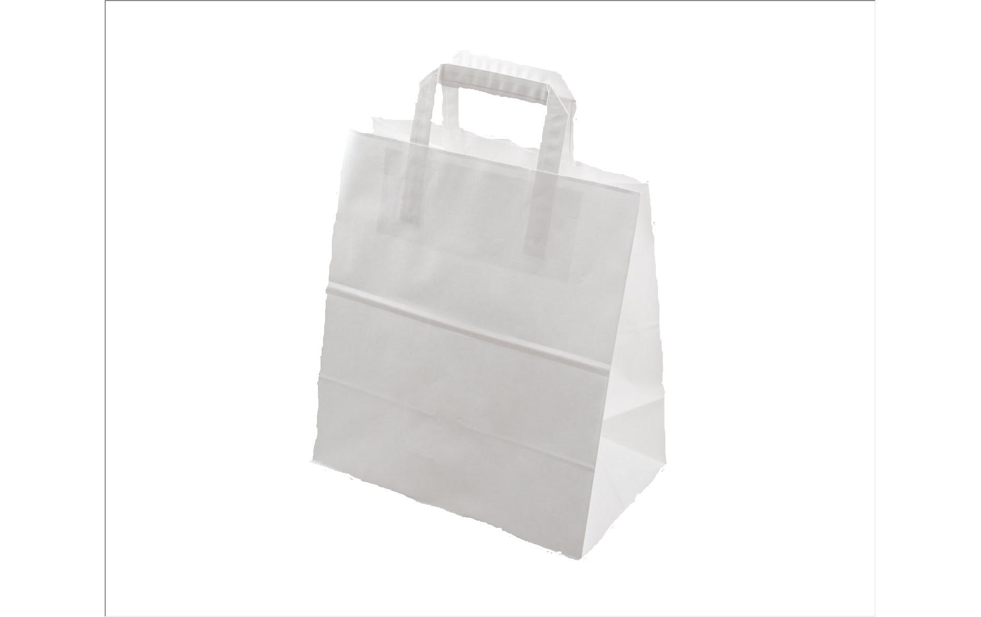 Geschenktüte mit Flachhenkel 26 x 16 x 29 cm 50 Stück, WeissPapiertasche