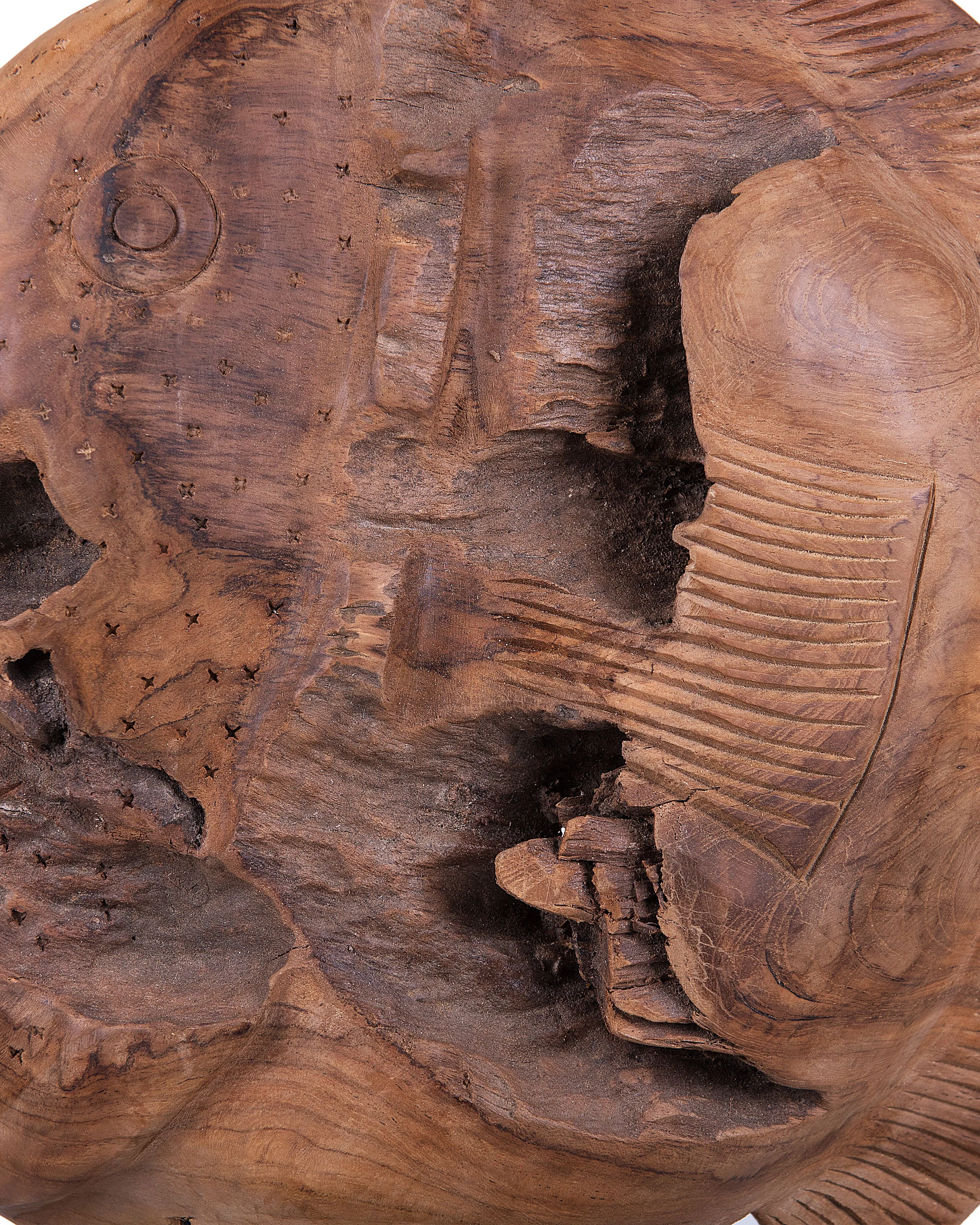 Figuur Vis PLAICE FISH Teakhout Bruin