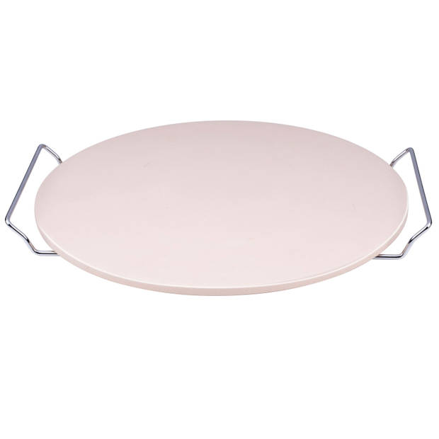 Pizzasteen BBQ - oven - rond - keramiek - 33 cm - met handvaten - Pizzaplaten