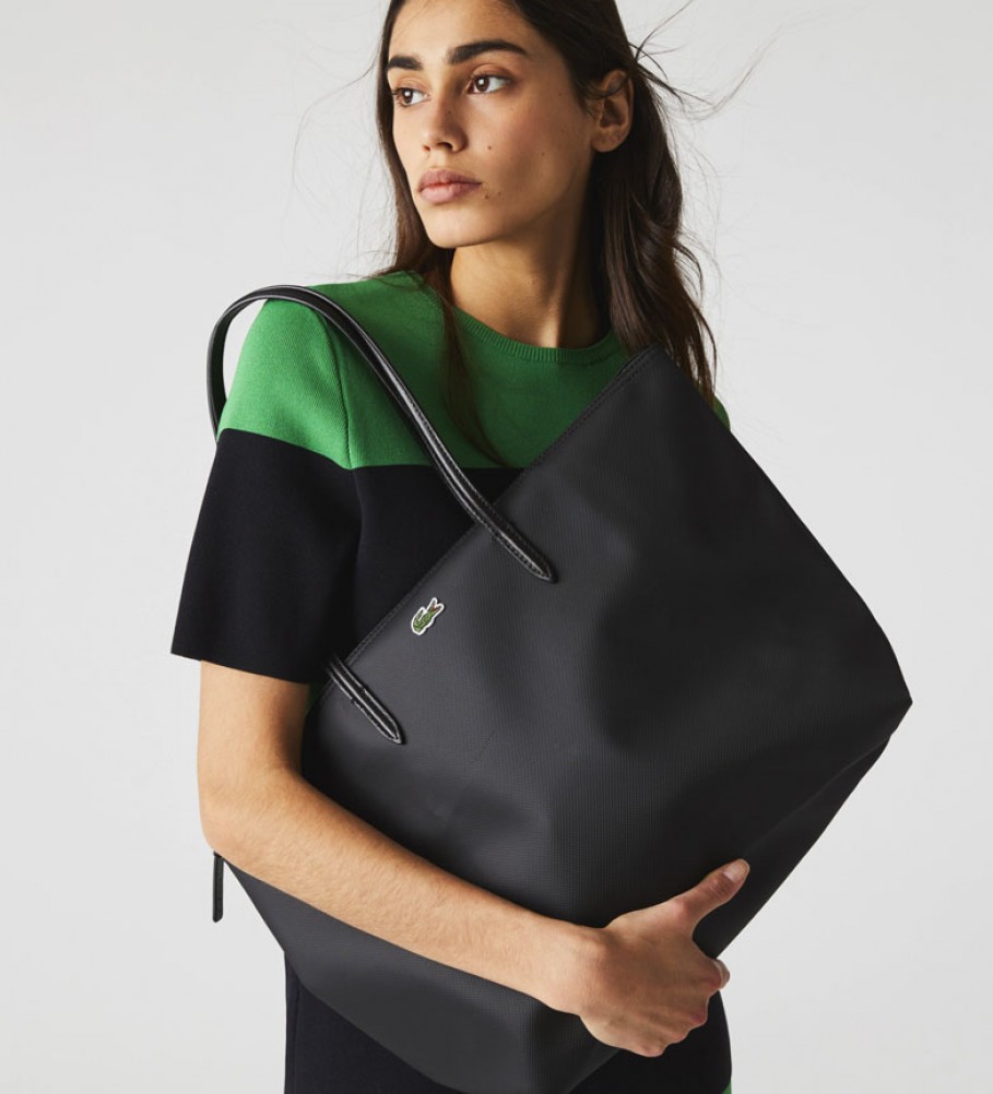 Sacola de compras Lacoste feminina preta - 35x30x14cm -