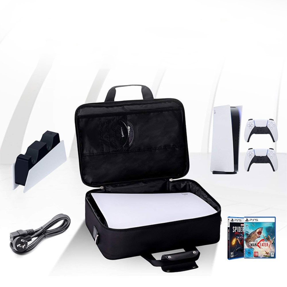 (40x28cm) Sony PlayStation PS5 Konsole / Controller Aufbewahrungs Tasche Schulter Umhängetasche - Schwarz