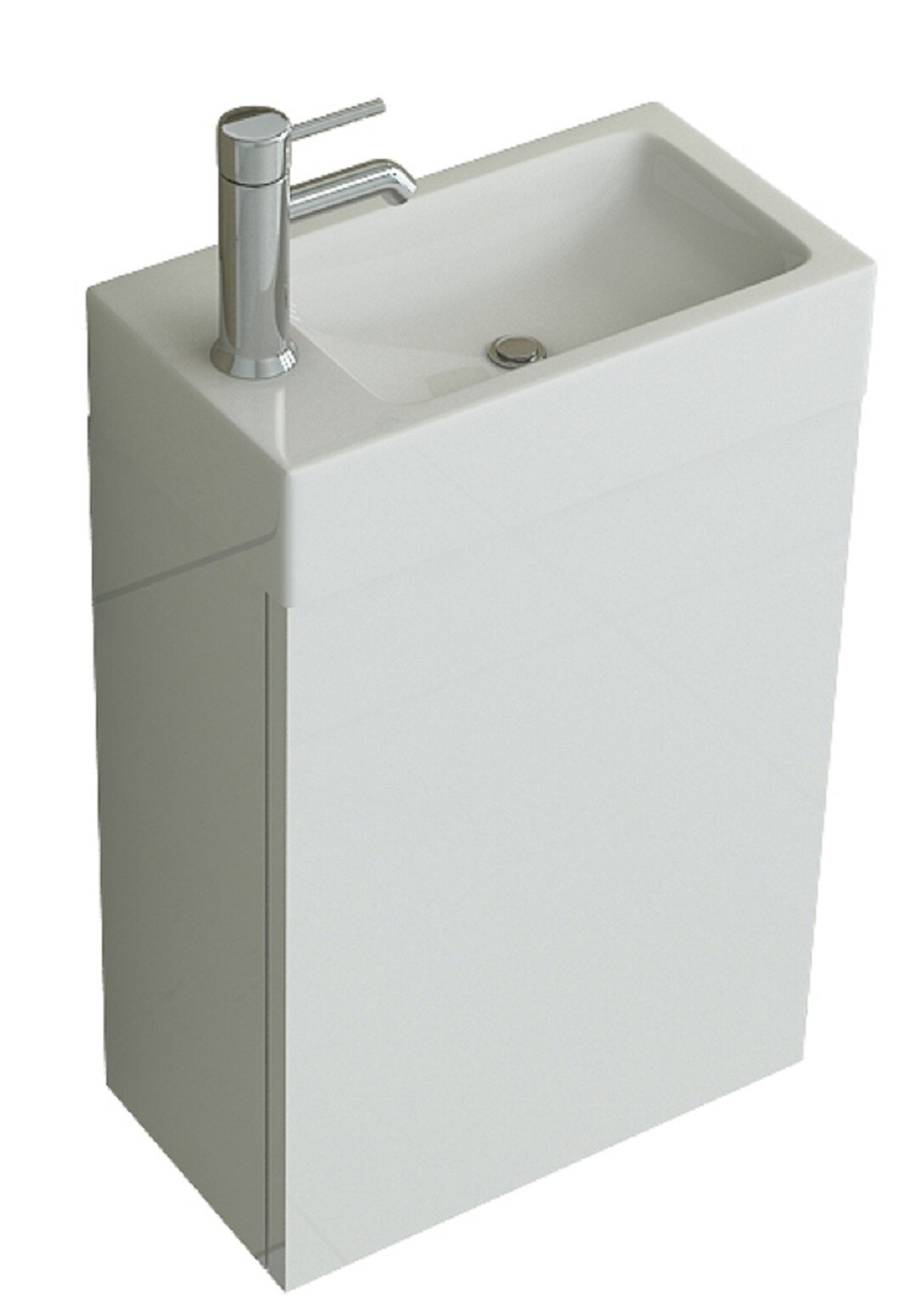 Jet-Line AARAU Badset Gäste WC Badmoebel weiss Hochglanz Waschbecken schmal SMC klein Waschtisch Unterschrank