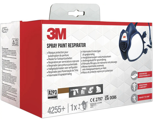 Ademhalingsbescherming voor verfspuit-, schilder- en machinaal schuurwerk 3M™ FFA2P3R D, beschermingsniveau A2P3