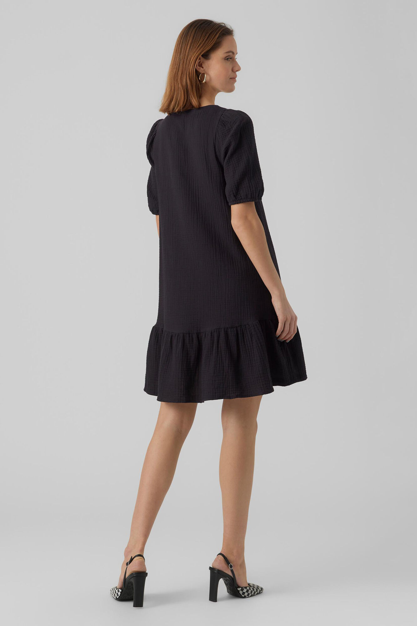 Vestido curto de algodão - Preto