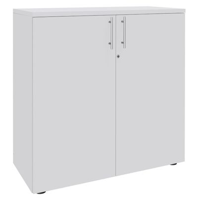 Armoire mi-haute IDRA/DUAL - L80 x H102 x P47 - 2 portes - 2 tablettes métal DS - Corps blanc - Portes et dessus blanc perle