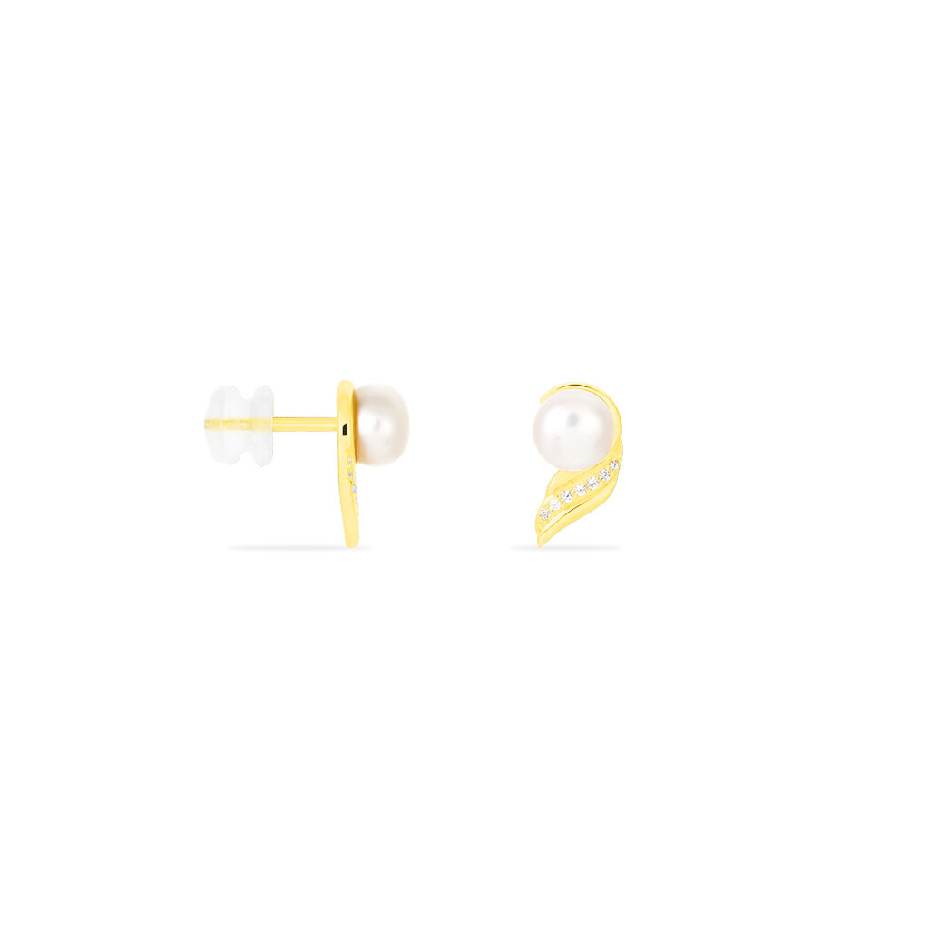 Boucles D'oreilles Puces Antoinette Or Jaune Perle De Culture