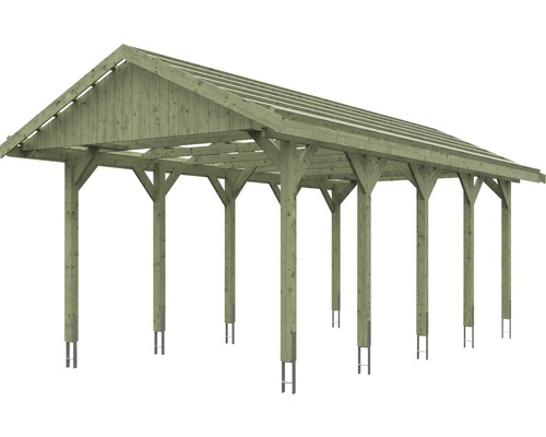 Enkele carport SKAN HOLZ Wallgau incl. daklatten en H-paalankers 380 x 750 cm geïmpregneerd