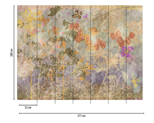 Vliesbehang 38264-1 The Wall Floral Fresco Retro 7-delige set 371 x 280 cm