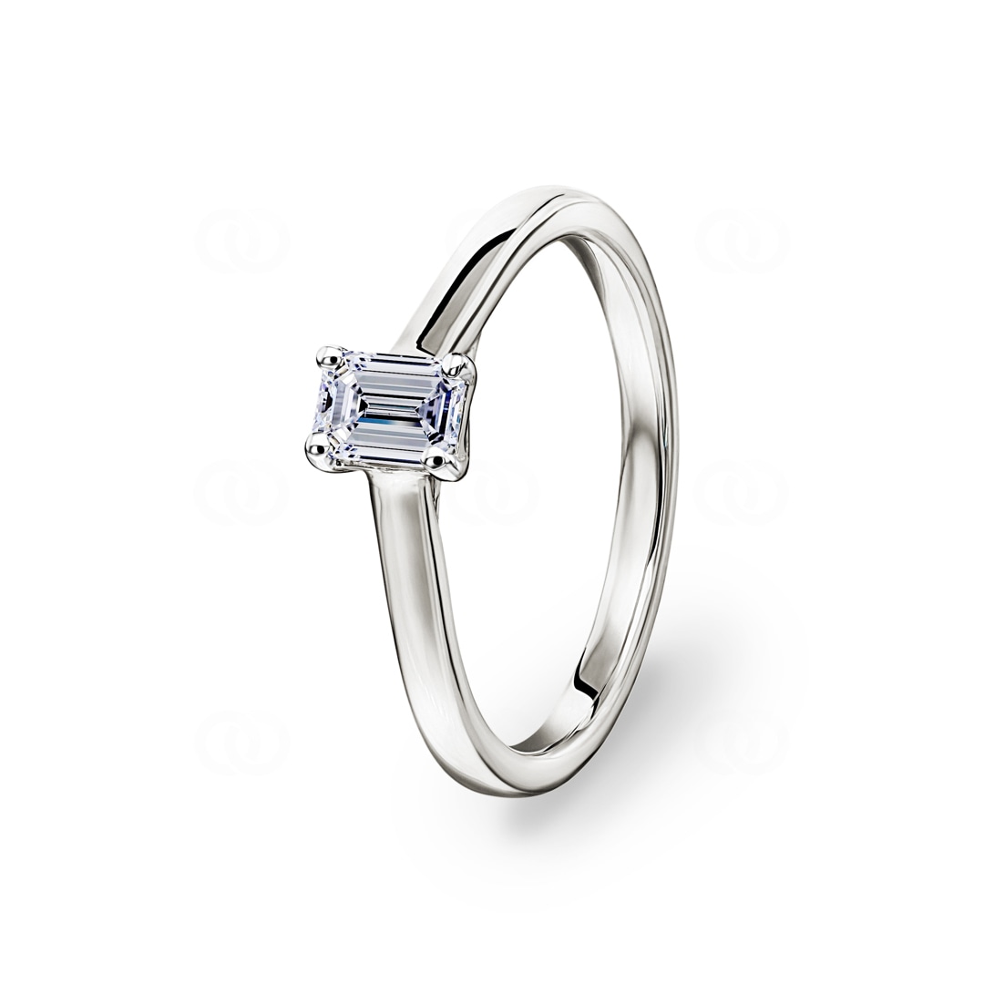 0.40ct Emerald Solitärring 750/18 K Weissgold