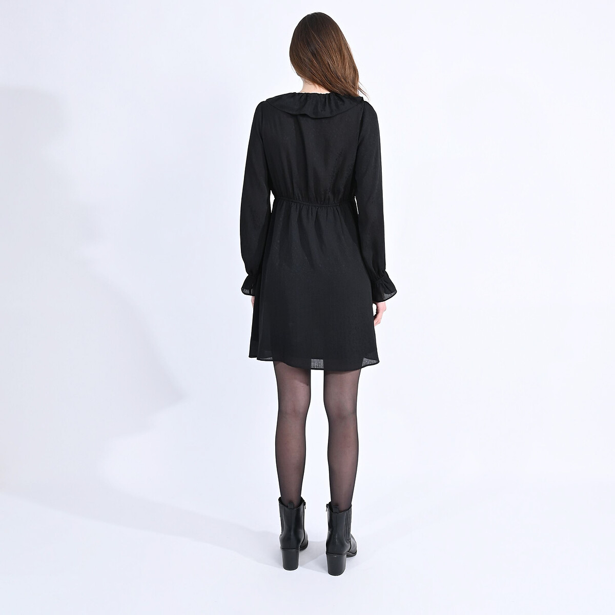 MOLLY BRACKEN<br>Vestido de mangas compridas com gola franzida