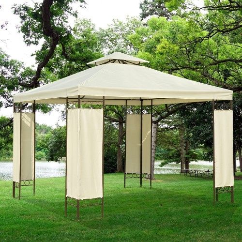 Tenda coberta Outsunny, preta e creme