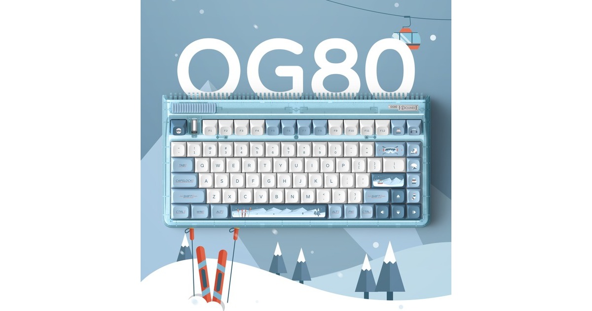 IqunixOG80 Wintertide Wireless Mechanical Keyboard, gaming toetsenbord  (Lichtblauw, US lay-out, IQUNIX Moonstone, RGB leds, 80% (TKL), Hot-swappable, PBT, 2.4GHz | Bluetooth 5.1 | USB-C)
