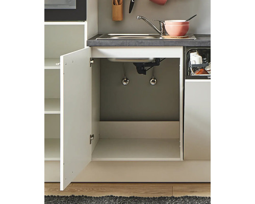 PICCANTE Plus keukenblok met Sonera apparatuur, 260 cm, wit mat, voorgemonteerd, linker uitvoering, 4067368000345