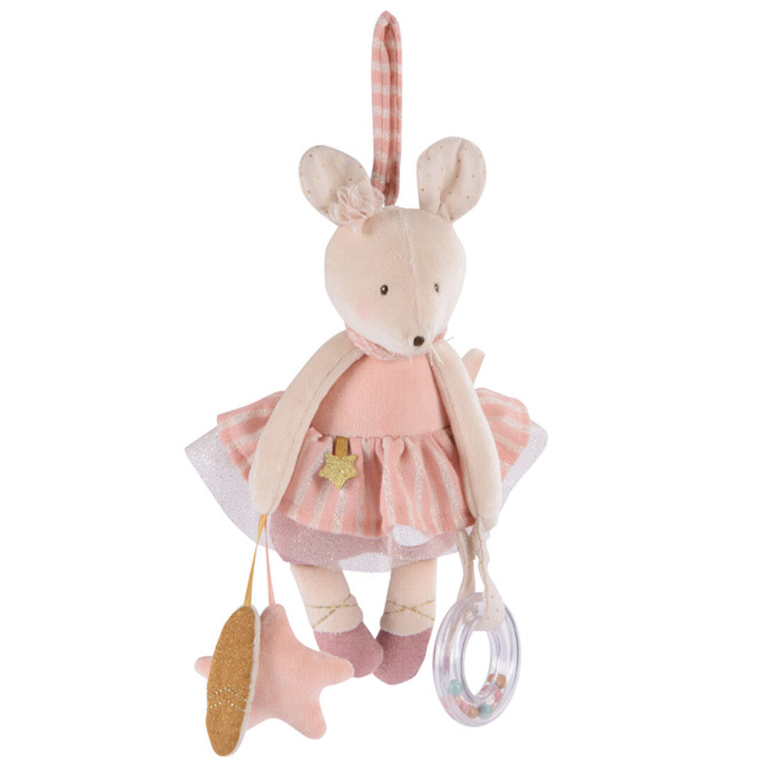 Moulin roty activiteitenknuffel hanger muis la petite école de danse - 34 cm
