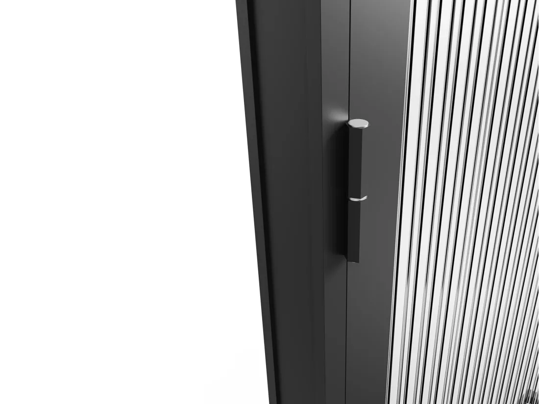 Bloc porte réversible à deux battants en aluminium et verre trempé texturé - 2 x H204 x L93 cm - Noir - LOXTON