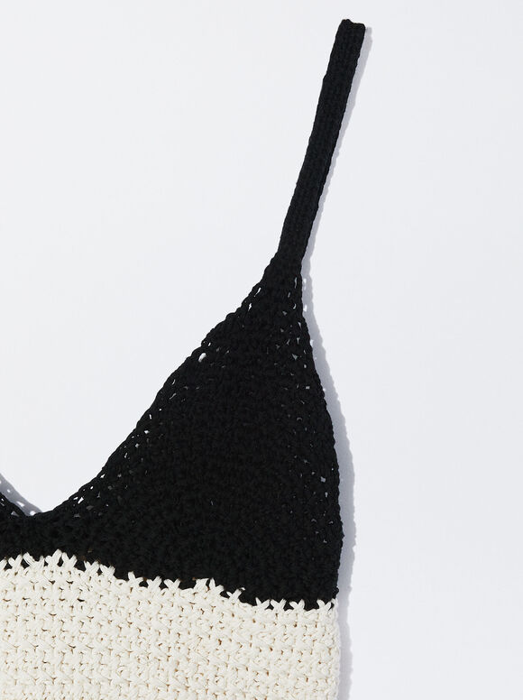 Top cropped de crochê - Multicolorido