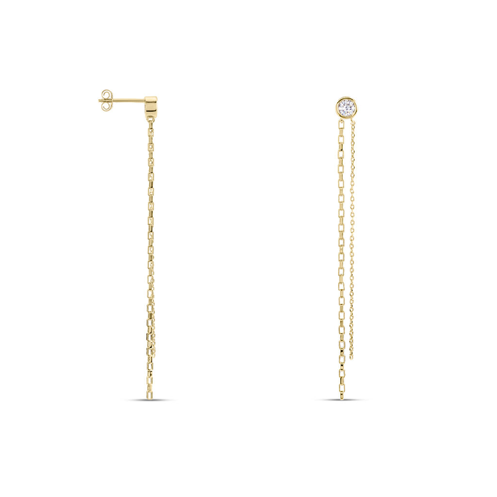 Boucles D'oreilles Pendantes Aenor Plaqué Or Jaune Oxyde De Zirconium