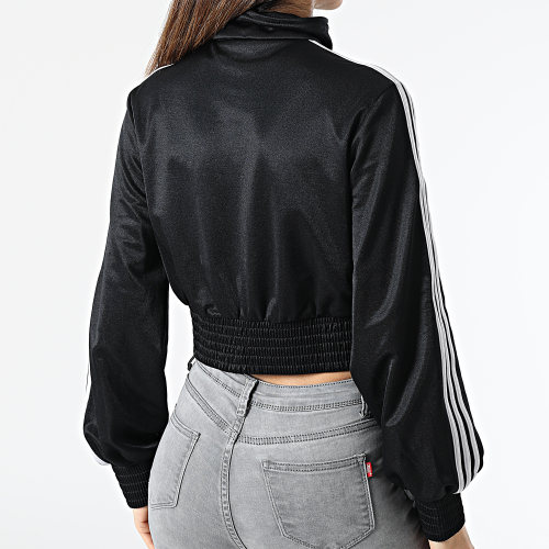 Veste Zippée Crop Femme A Bandes HF7535 Noir