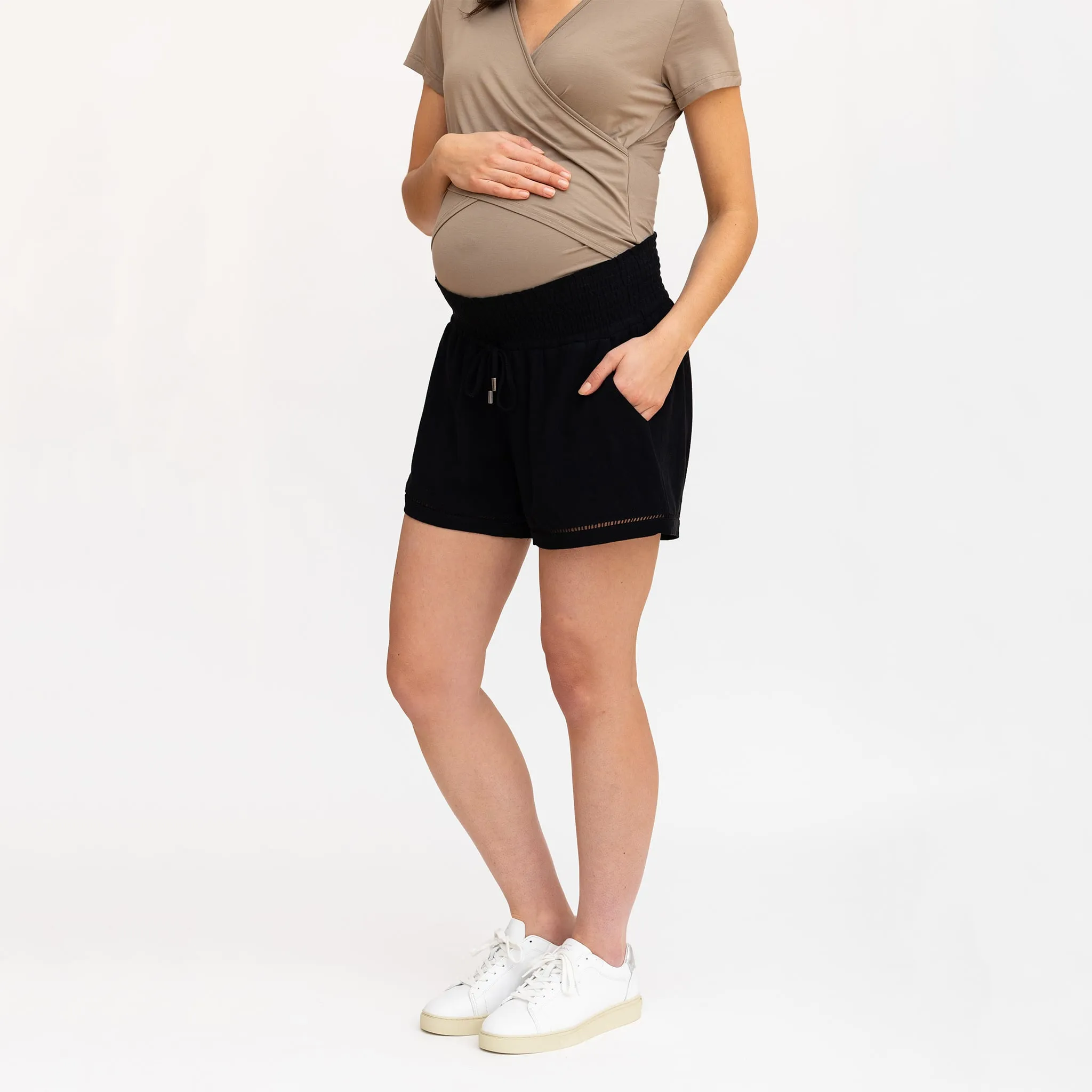 Bella Maternité Short Mélange Lin Noir