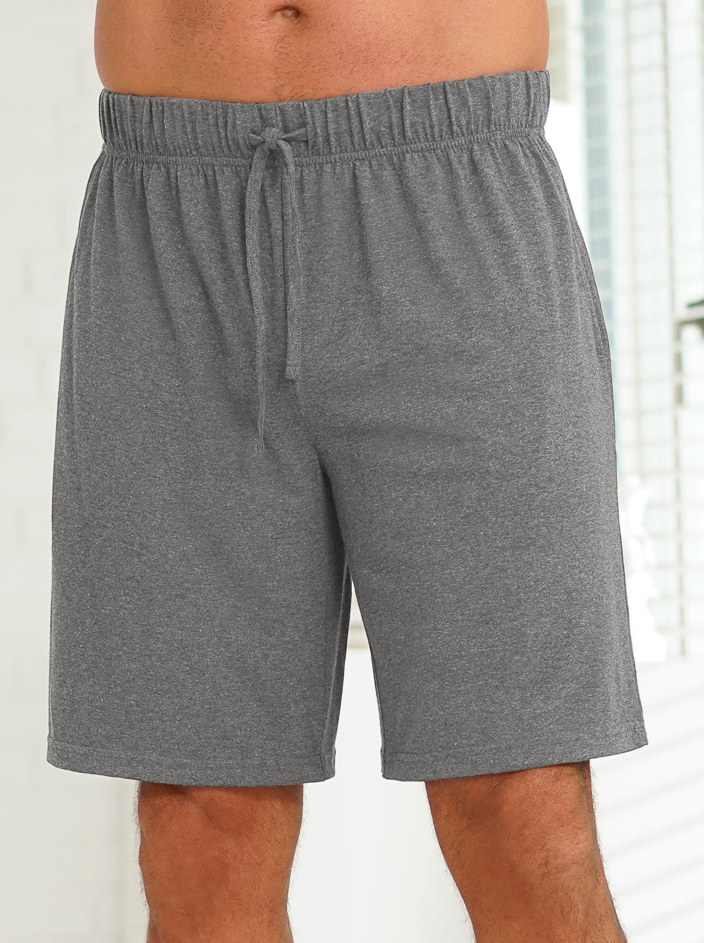 wäschepur men Hose kurz in blau + grau-meliert