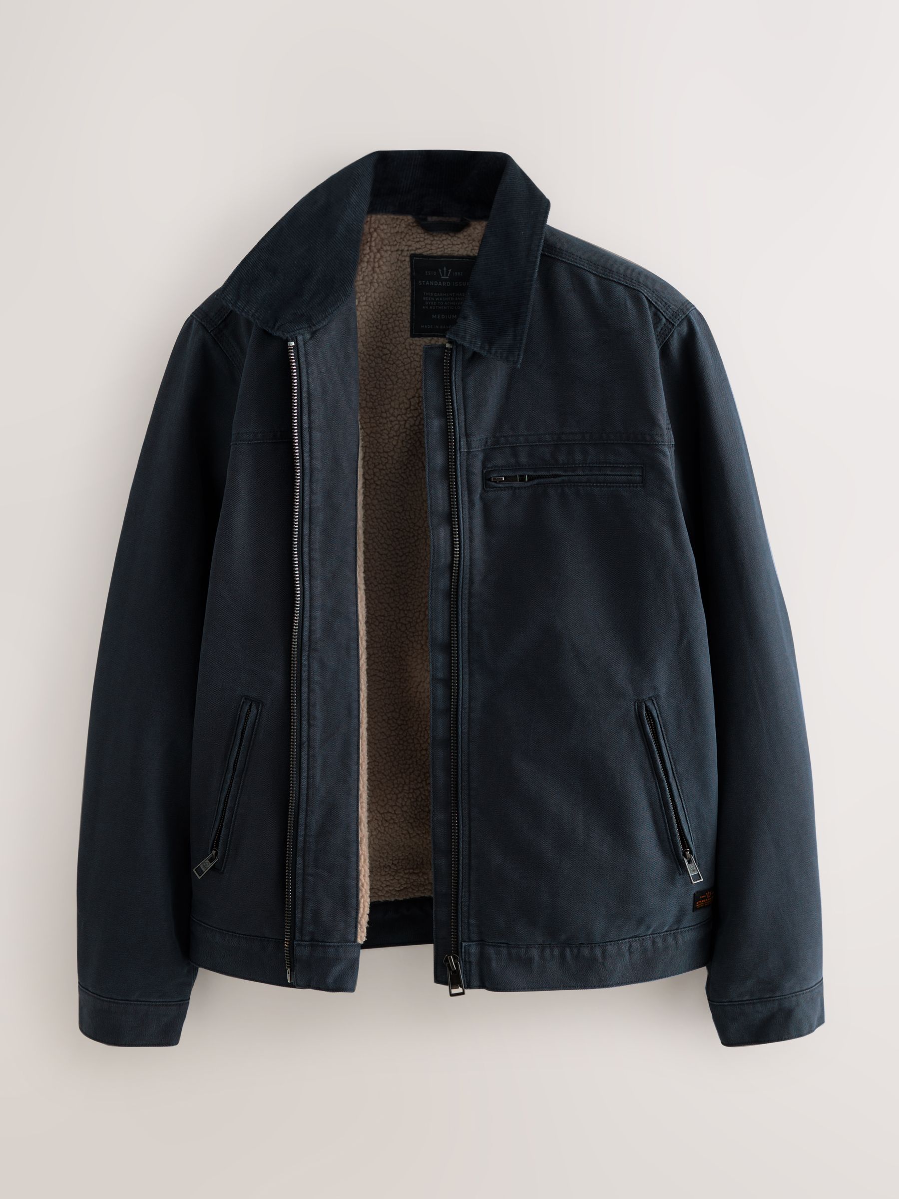 Blauw - Canvas Borg Lined Jacket