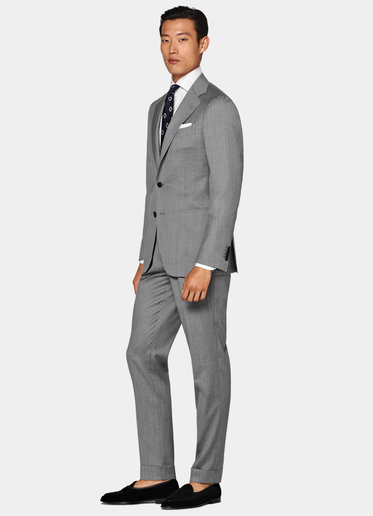 Costume Havana coupe Tailored gris moyen à chevrons