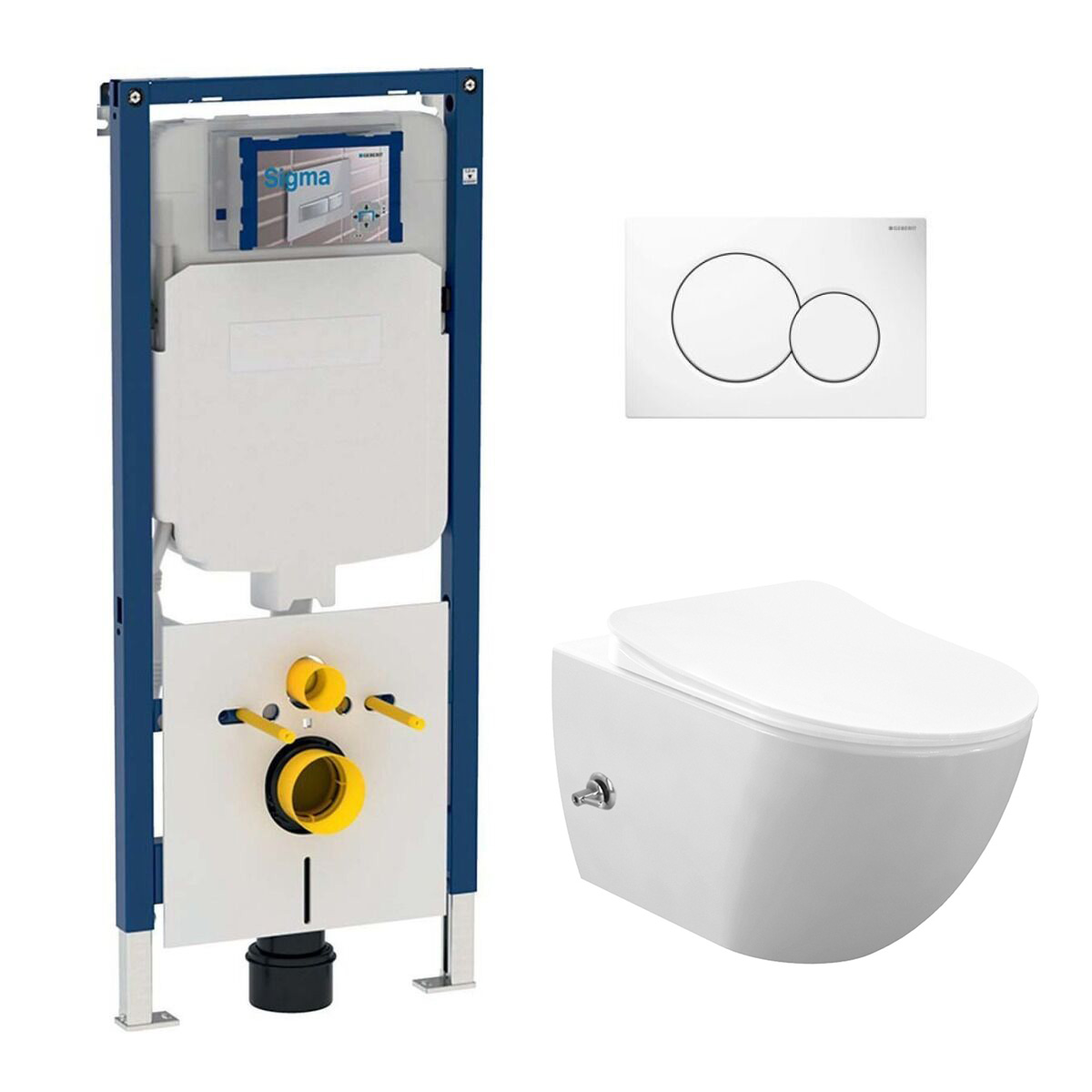 Geberit UP720 toiletset met Sanigoods Bidet randloos toilet met warm/koud water sproeier