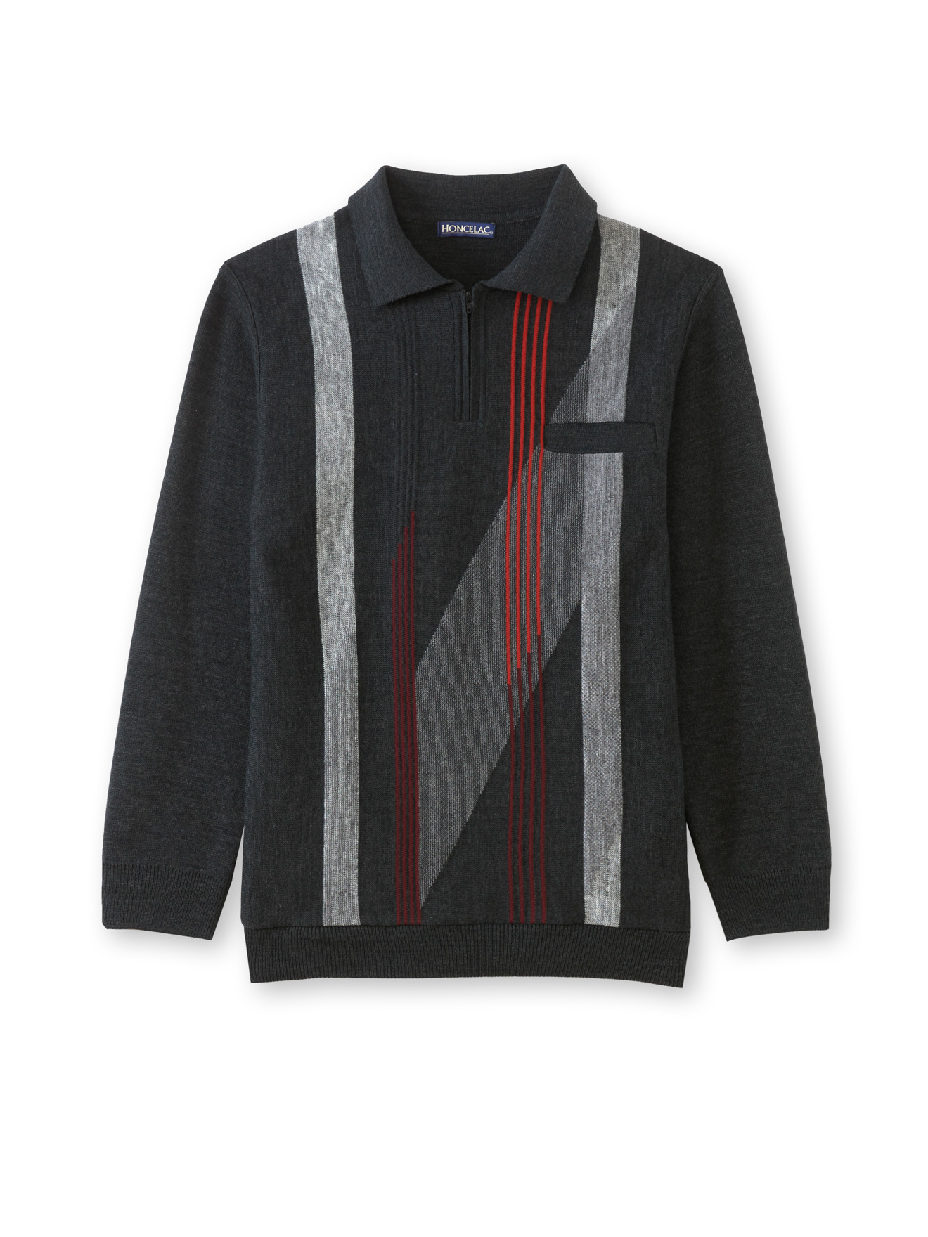 Pull col polo zippé 30% laine