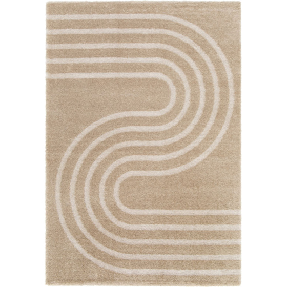 Tapis doux en matière recyclée - soft line - beige - 160 x 230 cm