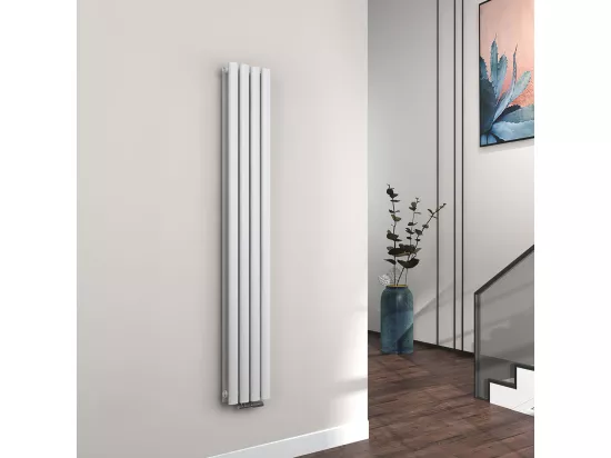EMKE Radiateur eau chaude en acier Tube Rond Radiateur Mural Blanc 160x24cm 623W Double Couche