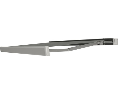 Levante cassettescherm 2,5x1,5, stof effen grijs, frame RAL 9006 wit aluminium, inclusief motor, afstandsbediening en indirecte dimbare LED-verlichting