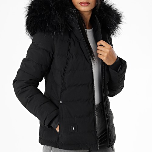 Doudoune Chauffante Capuche Fourrure Femme Budapest Noir