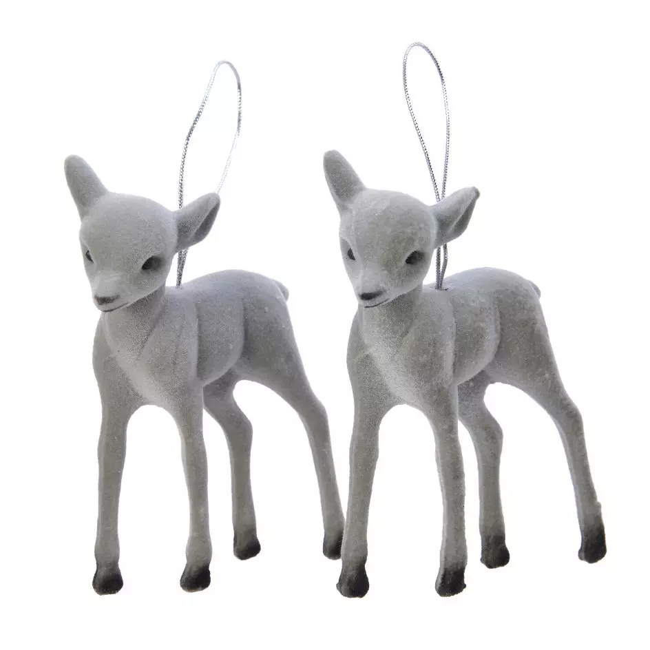 Lot de 2 faons à suspendre (H10 cm) Anton Gris