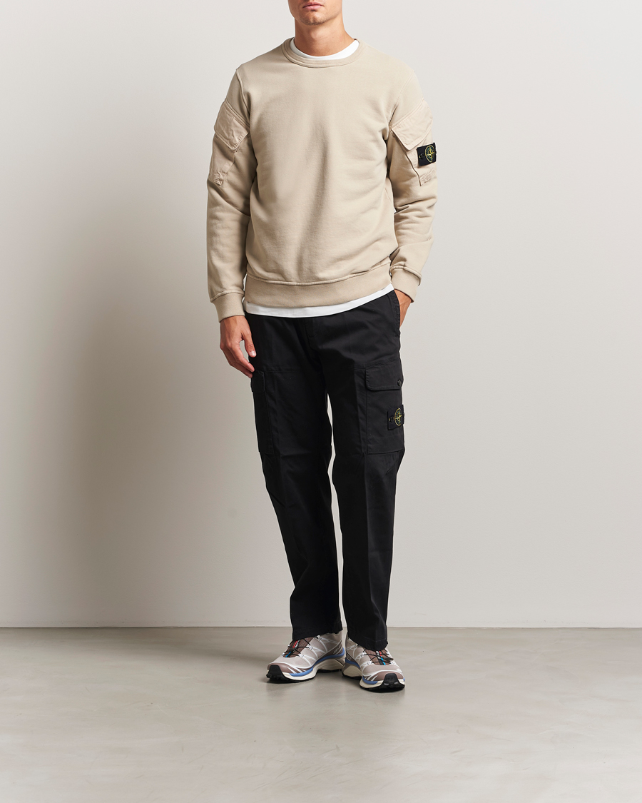 Stone Island Organic Cotton Fleece Arm Pocket Sweatshirt Desert
