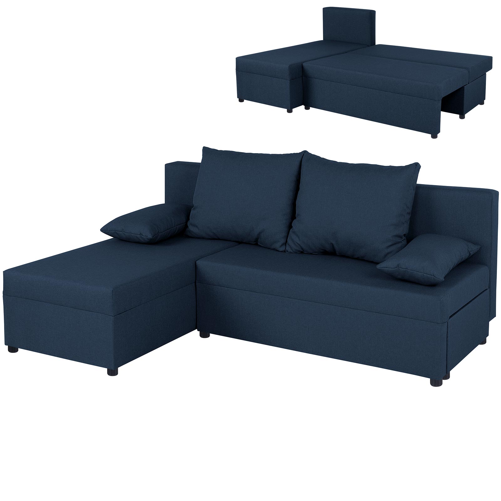 Ecksofa - cobalt - Webstoff - mit Liegefunktion