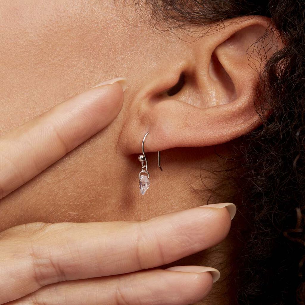 Boucles D'oreilles Pendantes Argent Blanc Sopher Oxydes De Zirconium