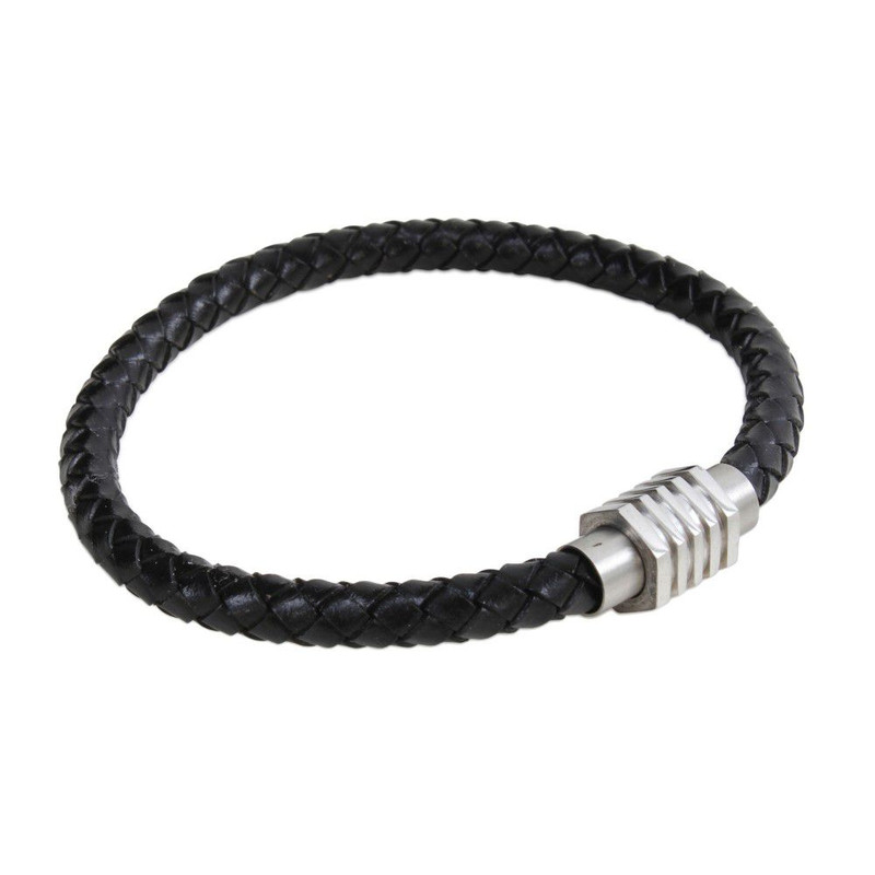 Bracelet en cuir, noir, Calvi