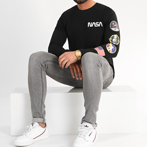 Tee Shirt Manches Longues USA Back Noir
