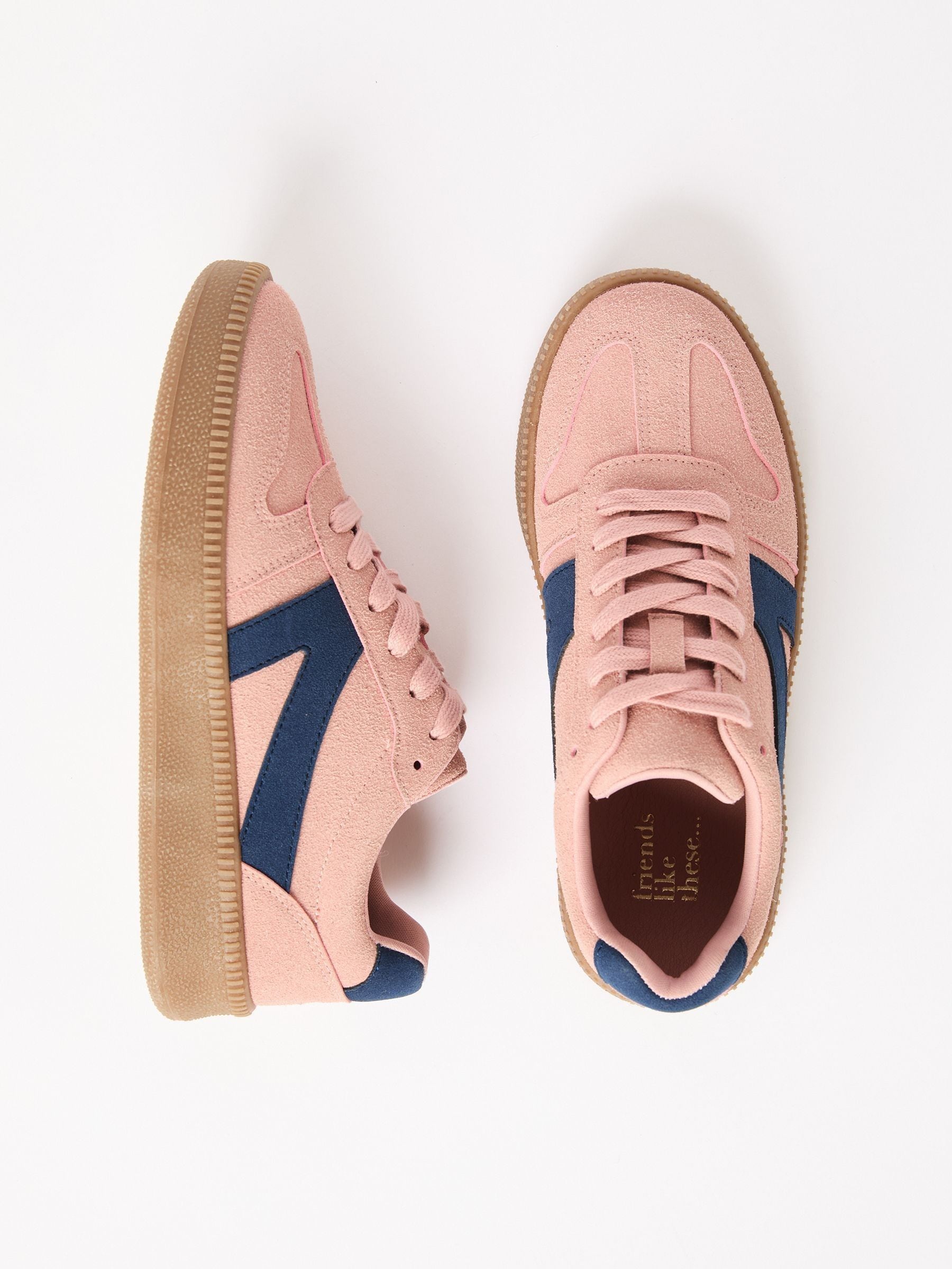 Roze - Friends Like These retro sportschoenen met veters en rubberen zool
