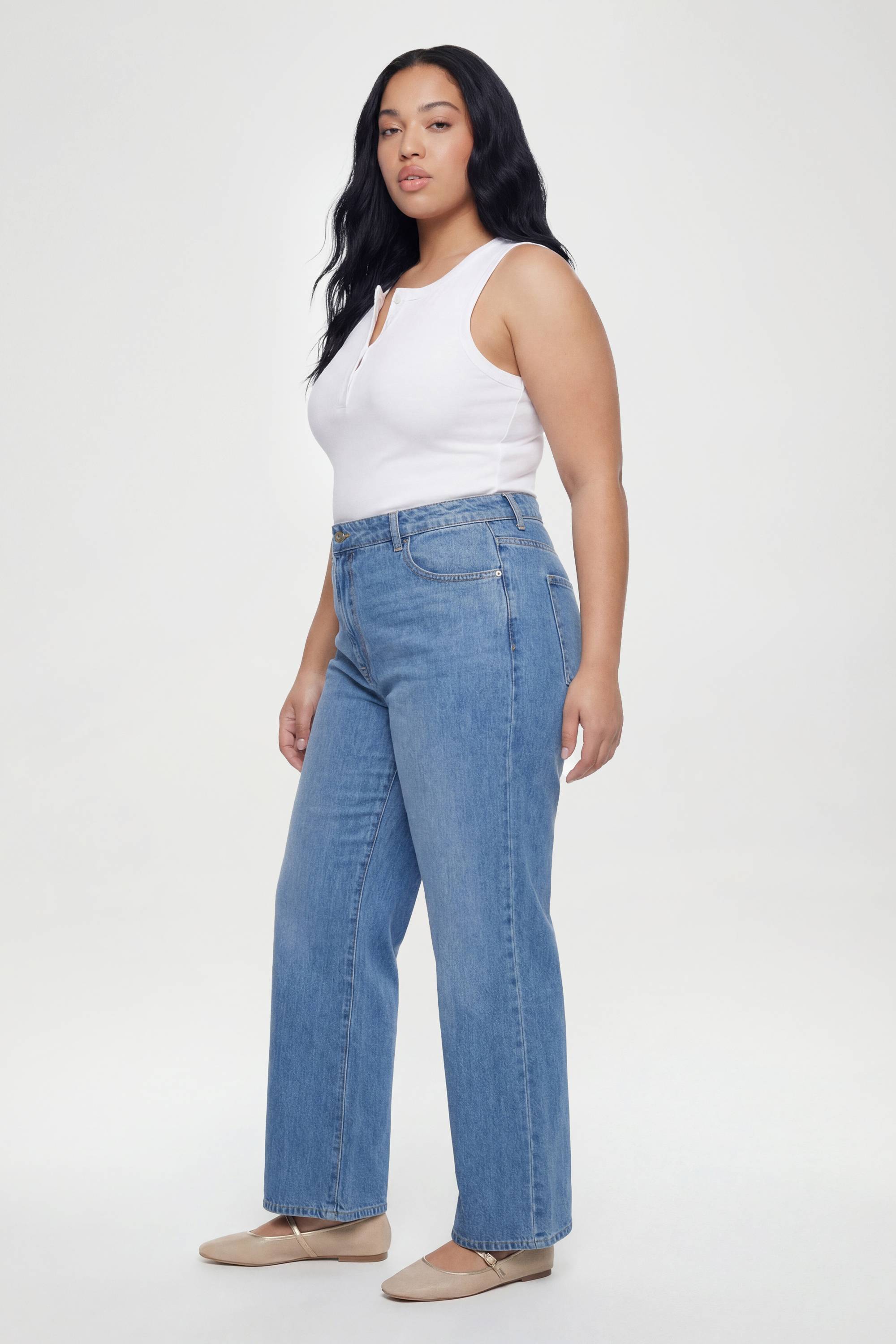 boohoo Jean Boyfriend Taille Haute Plus Basics