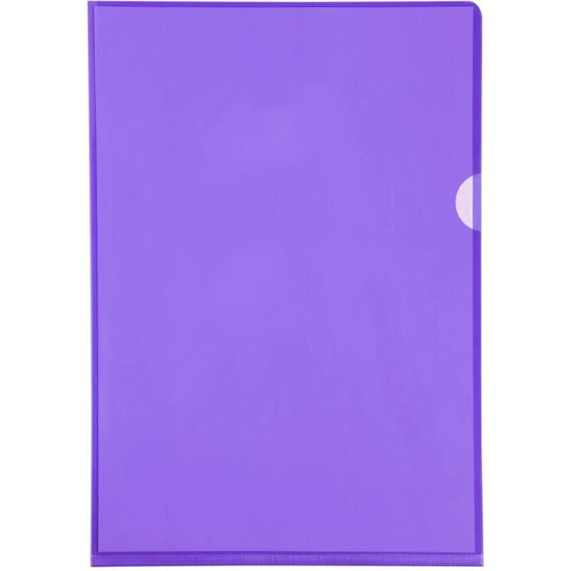 Etui carton de 100 pochettes coin PVC lisse haute résistance 13/100e - A4 - Violet