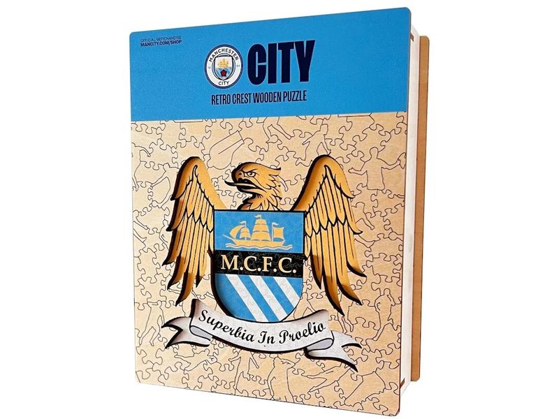 Iconic Puzzle Man City FC – Retro Logo Offizielles Holzpuzzle, Grösse M