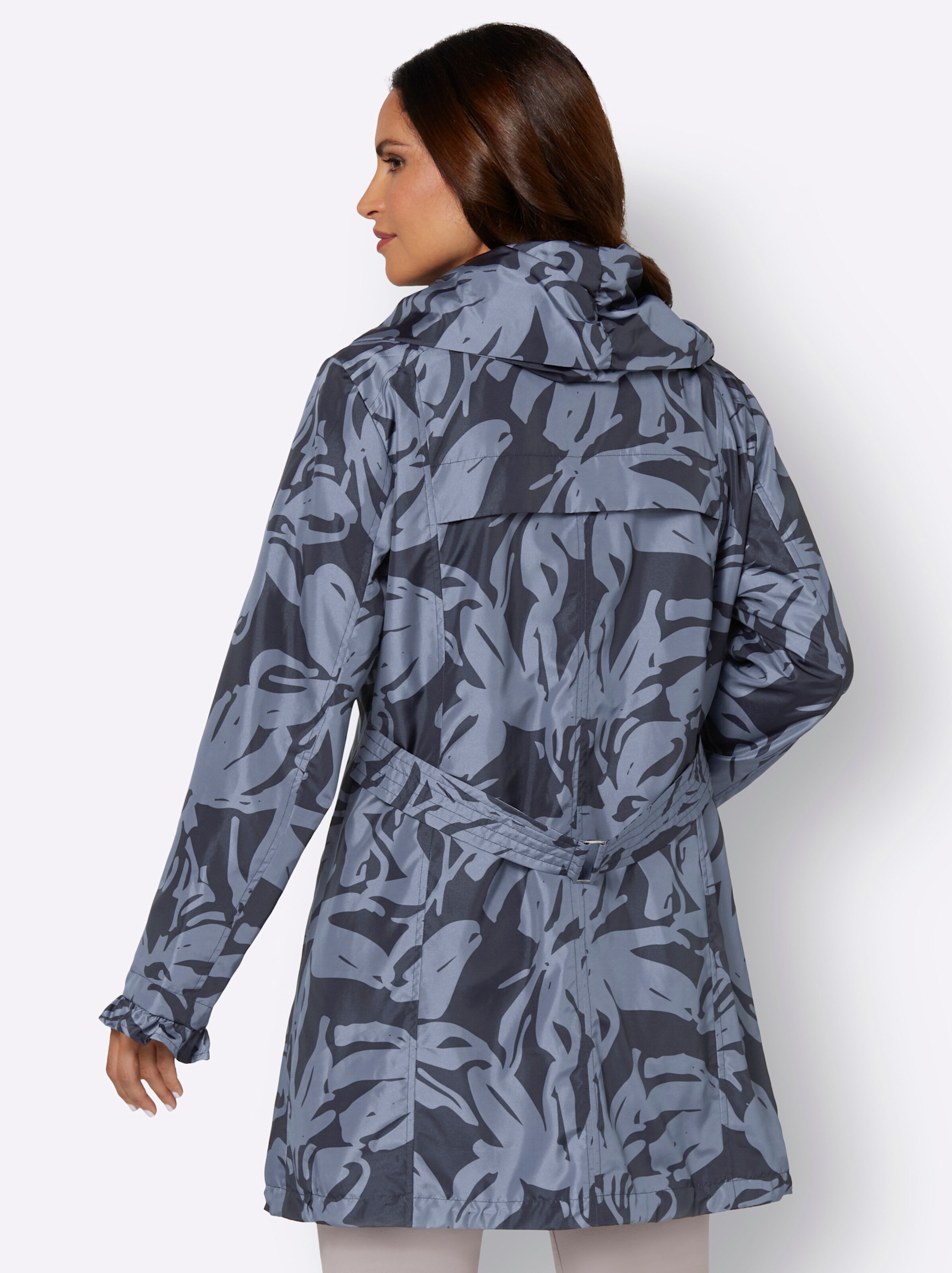 Outdoorjacke in marine-rauchblau-bedruckt