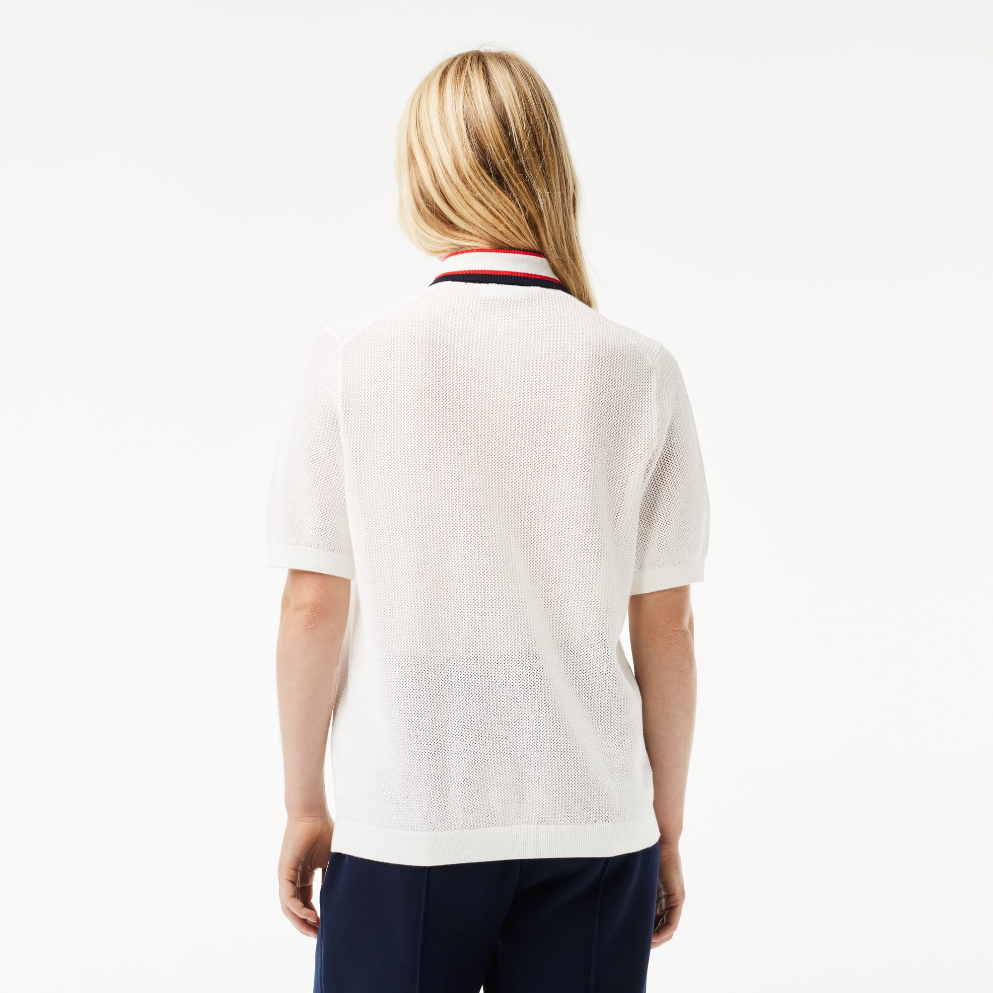 Pull col polo manches courtes en coton Pullovers - Blanc - Lacoste - Femme