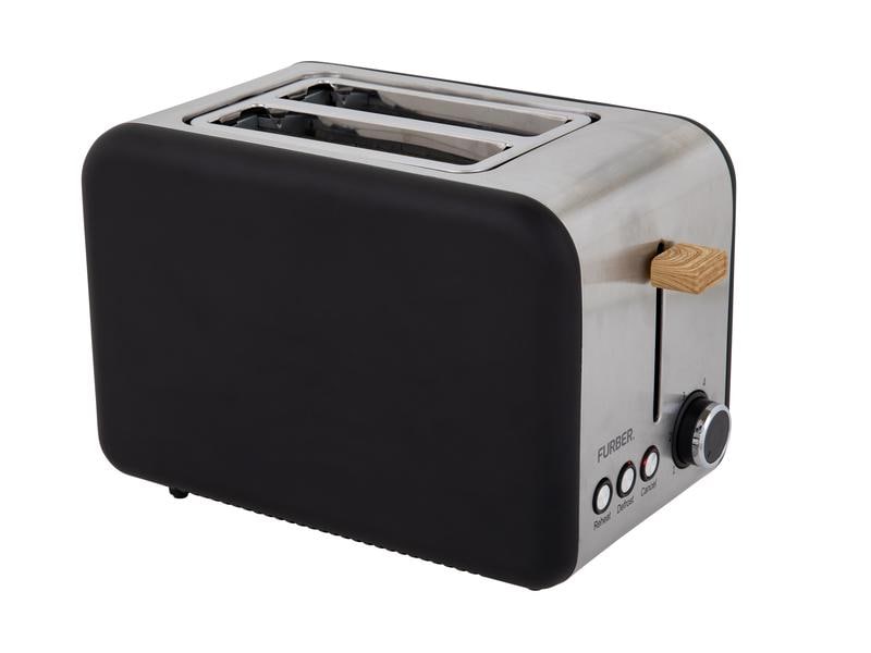 FURBER Toaster Chaplin Schwarz matt Gleichzeitiges Rösten von 2 Toastscheiben
