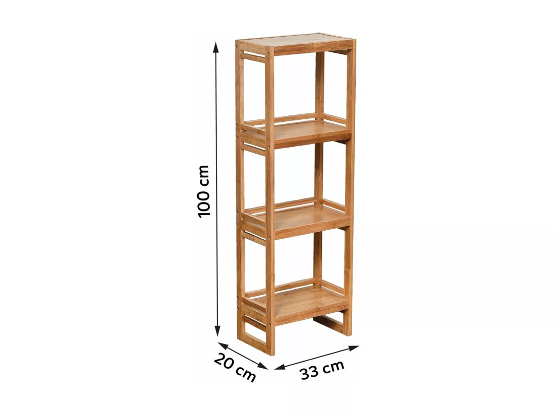 Meuble Etagère de rangement 4 niveaux en Bambou H 100 cm