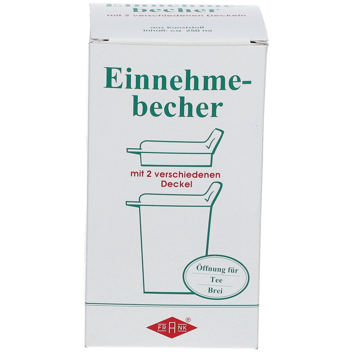 FRANK® Einnehmebecher Kunststoff mit austauschbaren Trinkdeckel 4 mm / 12 mm
