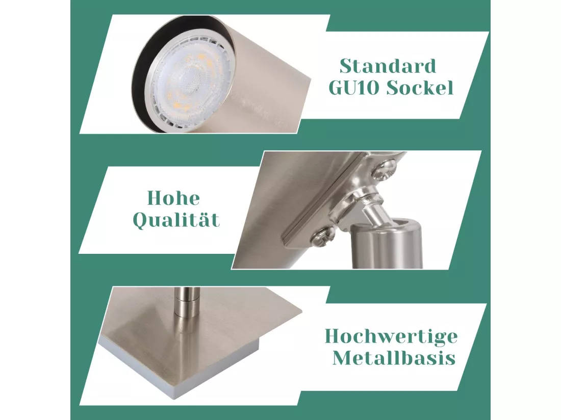 NETTLIFE 4 Spots de plafond GU10 en métal nickel pivotants à 330°pour salon cuisine chambre lampe moderne de couloir sans ampoule