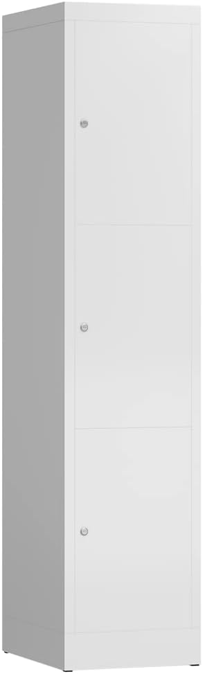 Lüllmann XL Spind Kleiderspind 1 Abteile 3 Fächer 1800 x 400 x 500 mm (RAL 9003 signalweiß)