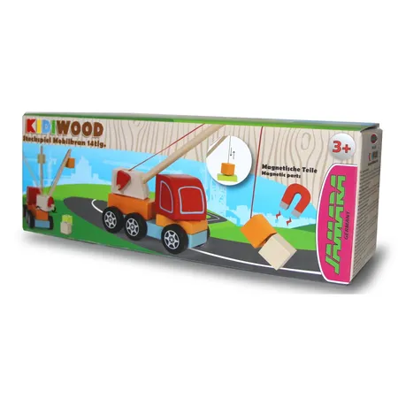Jamara Holzspielzeug Kidiwood Steckspiel Mobilkran 14tlg.